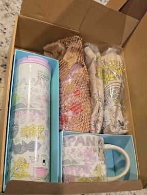 Starbucks Light Pink Japan Cherry Blossom Travel Mug & Mug Gift Set
